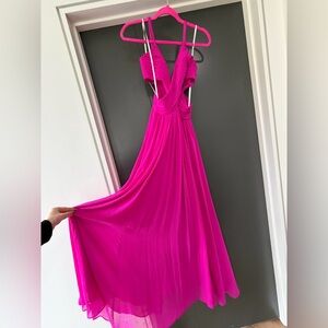 Laundry by Shelli Segal magenta cross cross gown